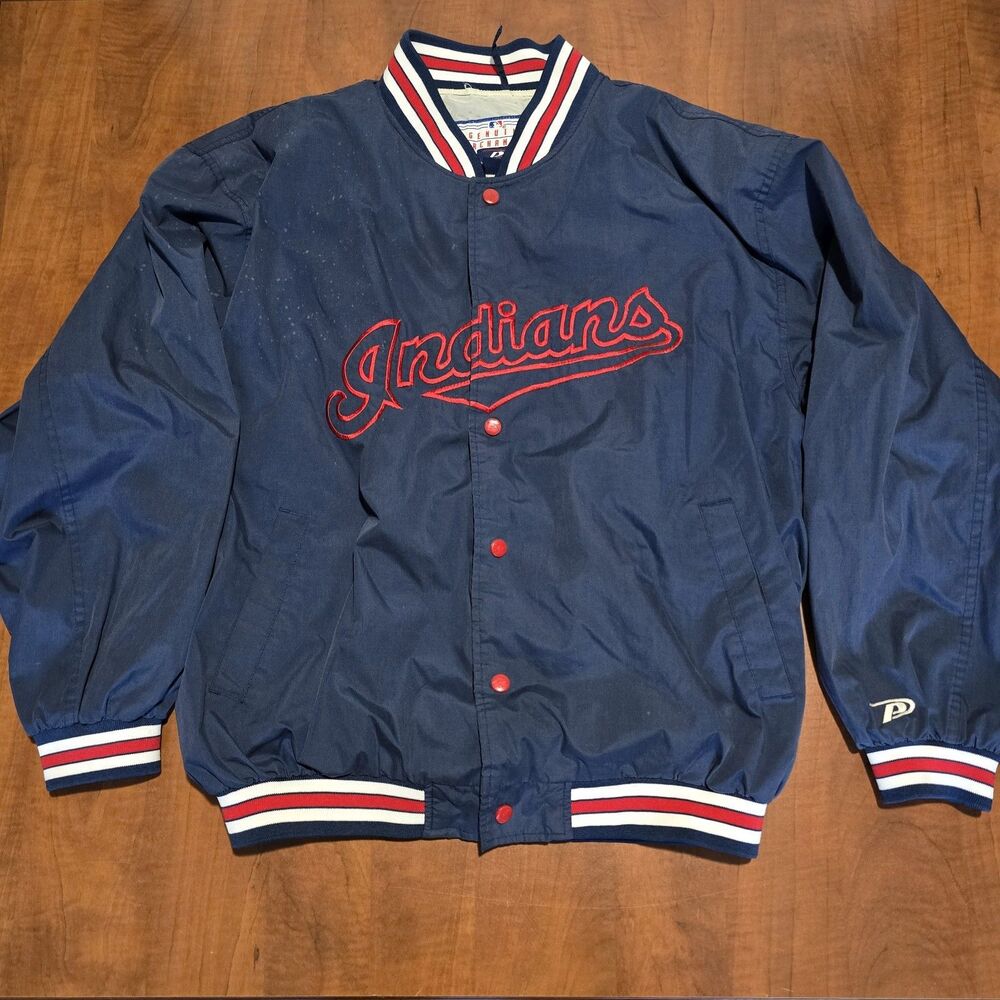 Pro Player Vintage 90s Cleveland Indians Snap Button Embroidered Bomber Jacket L